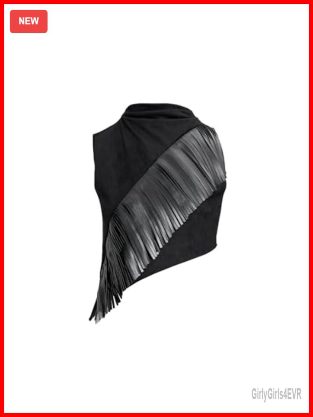 Asymmetric Fringe Sueded Top Cowl Neck Sleeveless Slim Fit Tank